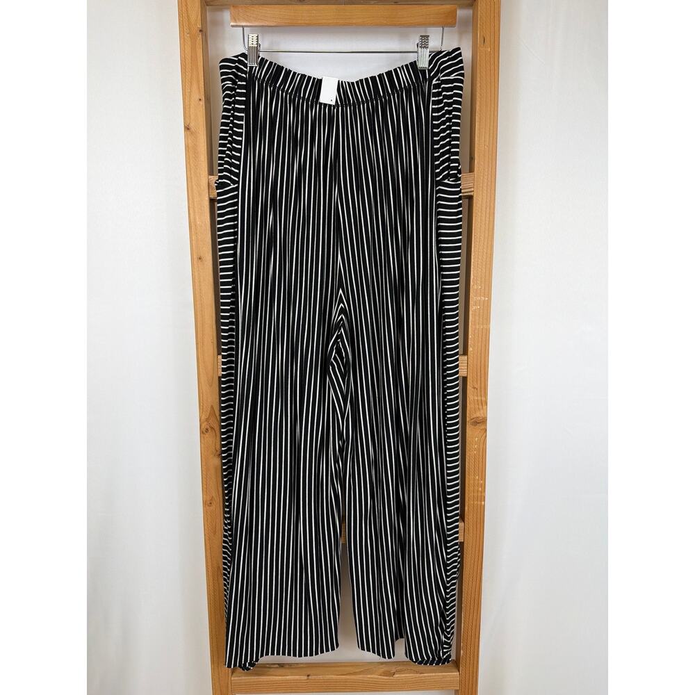 NWT Comfy USA Black White Striped Wide Leg Lounge Pants Size 1X Made in USA - Picture 4 of 8
